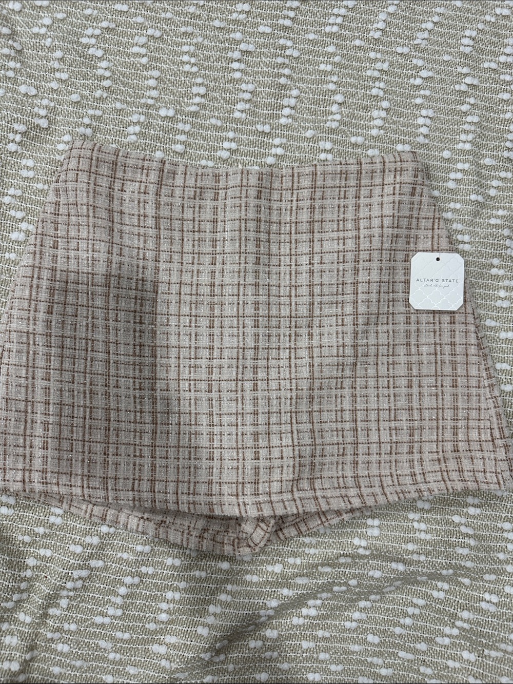 Altar'd State Taupe Plaid High-Waist Women's Shorts